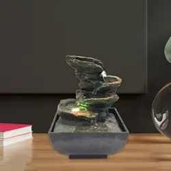 4 Tier Tabletop Water Fountain with Pump Ornament Flowing Water Relaxation Waterfall Fountain for Garden Desk Feng Shui Decor