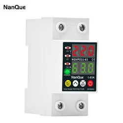 Ajustable Voltage Protector AC110V 220V 50/60Hz Automatic Recovery Settable Current Protector 1-63A Voltage Current Meter