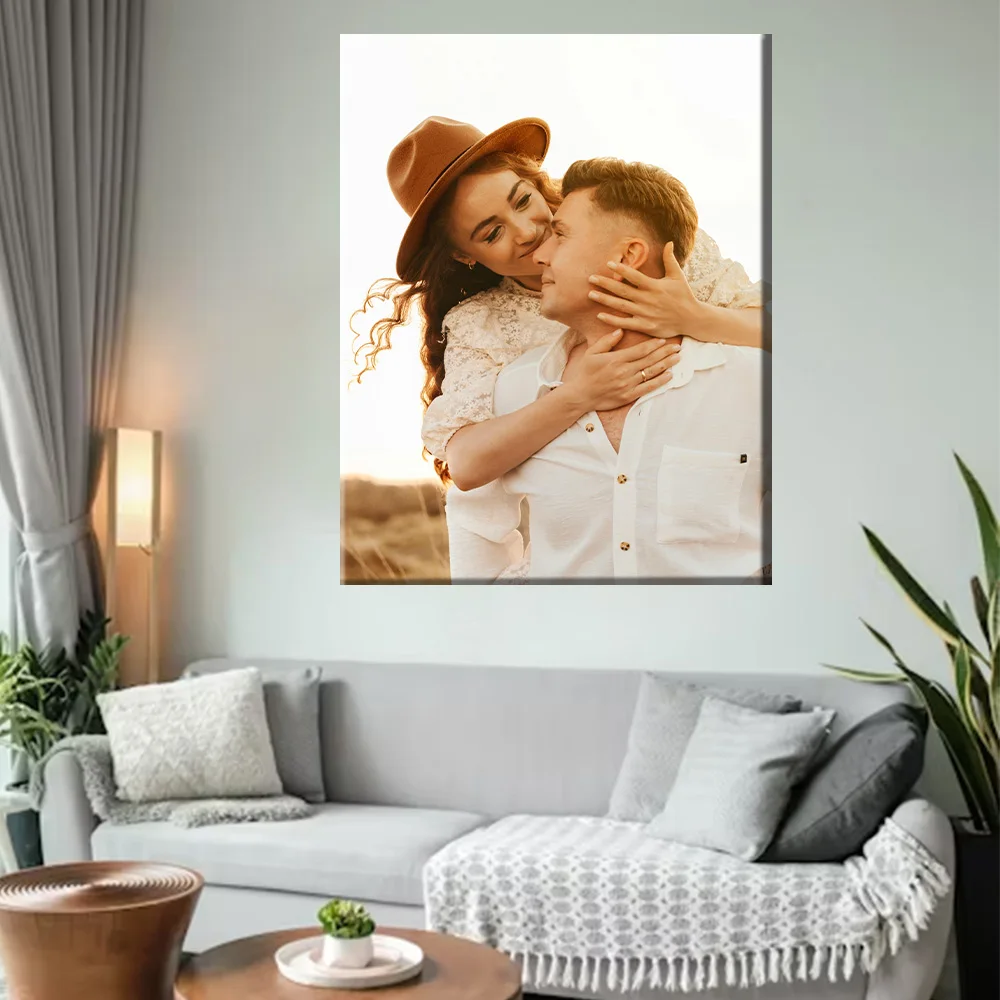 1 Pc Customized Photos on Canvas with DIY Wood Frame or frameless poster,Personalized Custom Photos for Your Lover,family,friend view 4