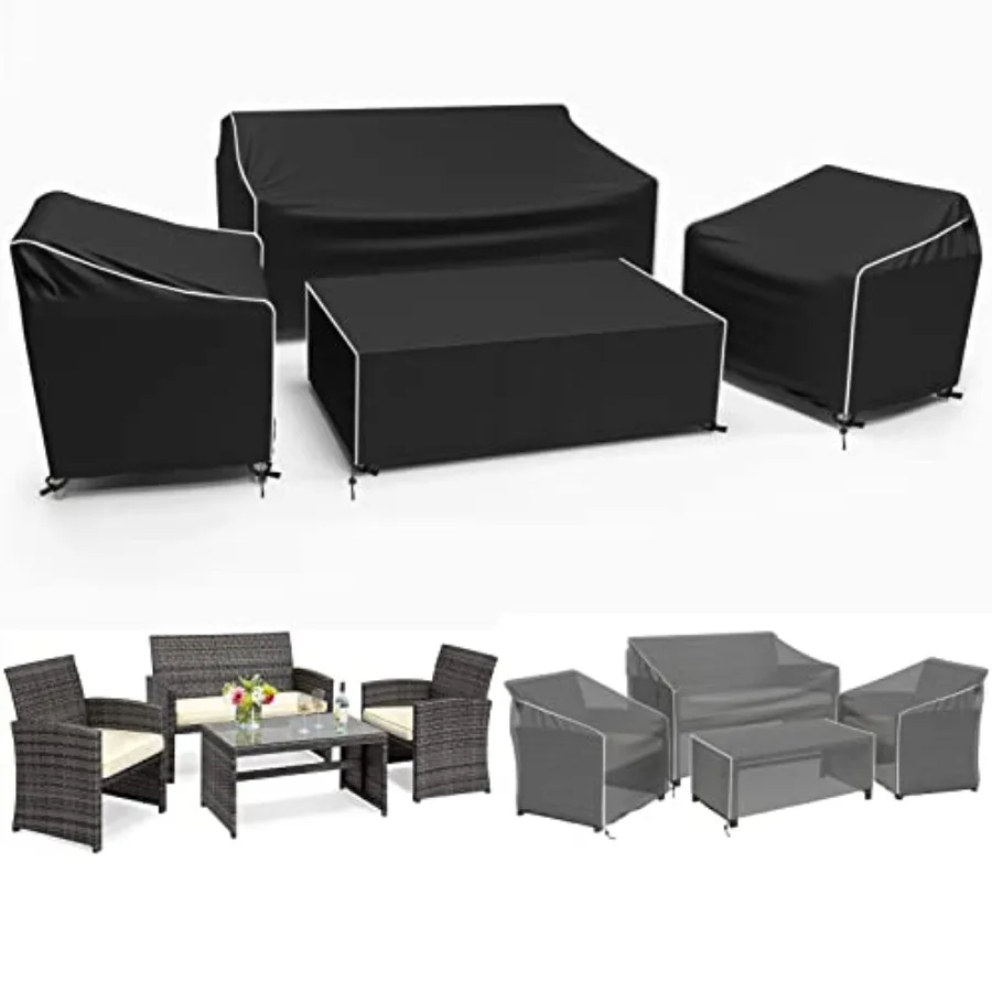 

Gasadar Outdoor Furnie Cover Waterof 4 Piece Patio Furnie Covers for Patio Love Chair and Coffee ble Heavy Du 600D Blk