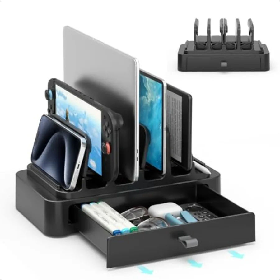 

Vertical Laptop Stand with Drawer 7in1 SpaceSaving Laptop Holder with Gravity Locking Fits Book Dell HP Chromebook Surface Pro