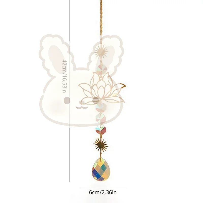 Crystal Sun Catcher Lotus Design Hanging Glass Prism Rainbow Maker for Window Garden Outdoor Home Decoration
