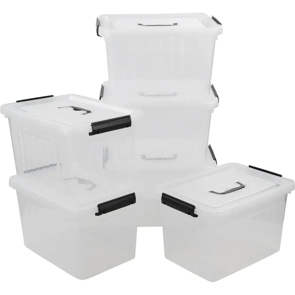 

Stackable 12-Quart Clear Plastic Storage Bins with Lids for Home Organization in Closets and Shelving