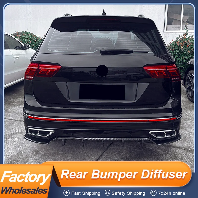 

For Volkswagen VW Tiguan MK2.5 Rline 2021 2022 2023 Rear Bumper Diffuser Splitter Lip Bodykit Black Carbon Exterior Accessories
