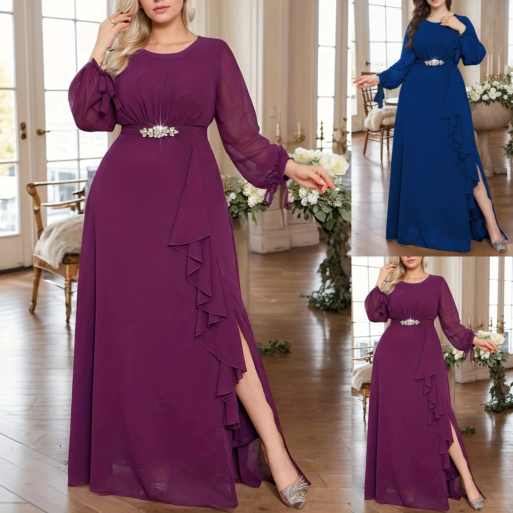 

Plus Size Women's Wedding Dress Fashionable Elegant Chiffon Long Dress for Moms Ladies 2025 Party Summer Elegantes Casual Y2k
