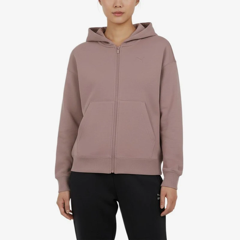 Puma genuine knitted hooded solid color zipper long sleeved jacket women's jacket jacket 631387-88