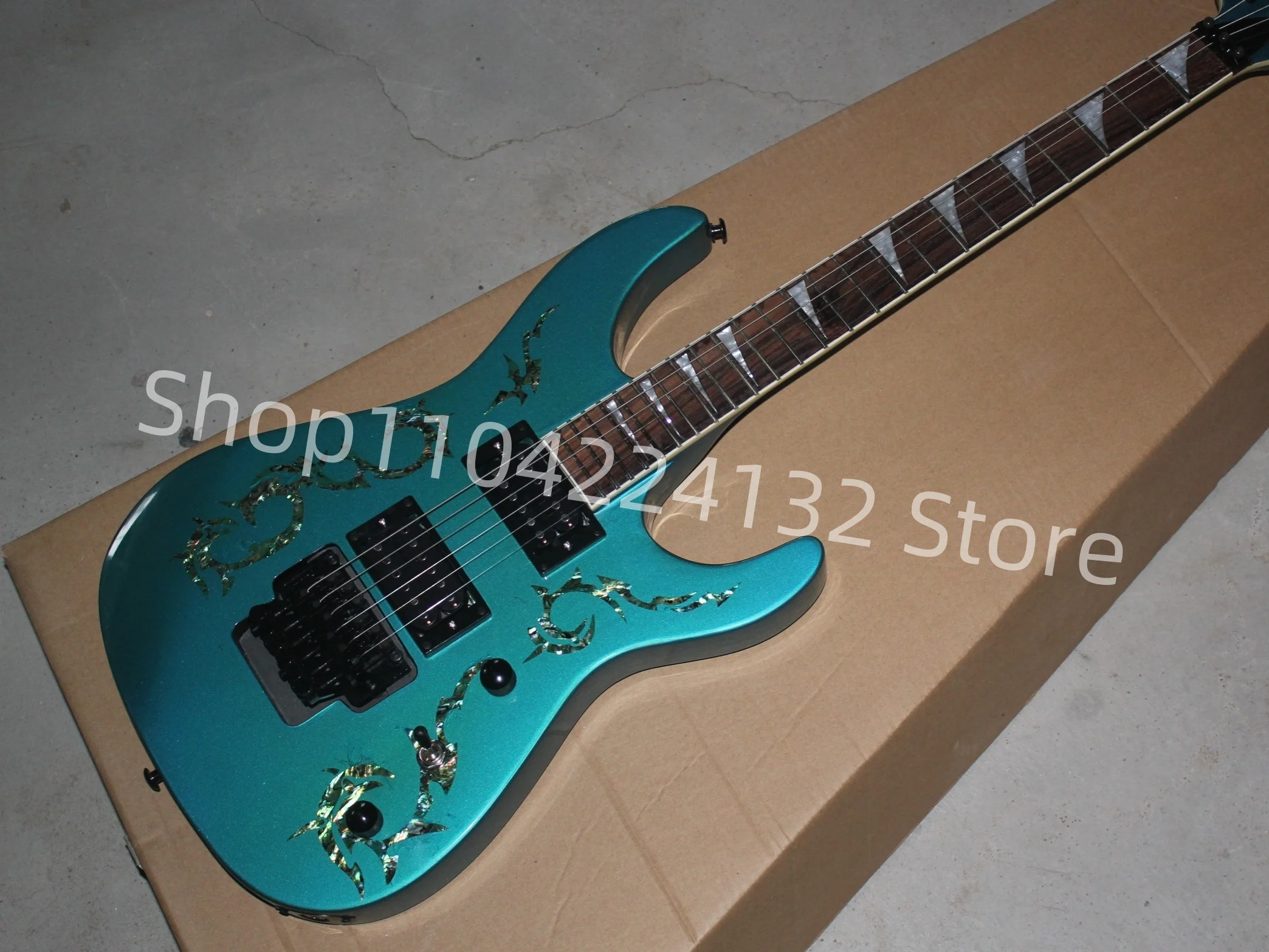 Best-selling high quality Jackson Guitar, metal sky blue, inlaid Bette body, double rocker pull plate, free shipping (L116)