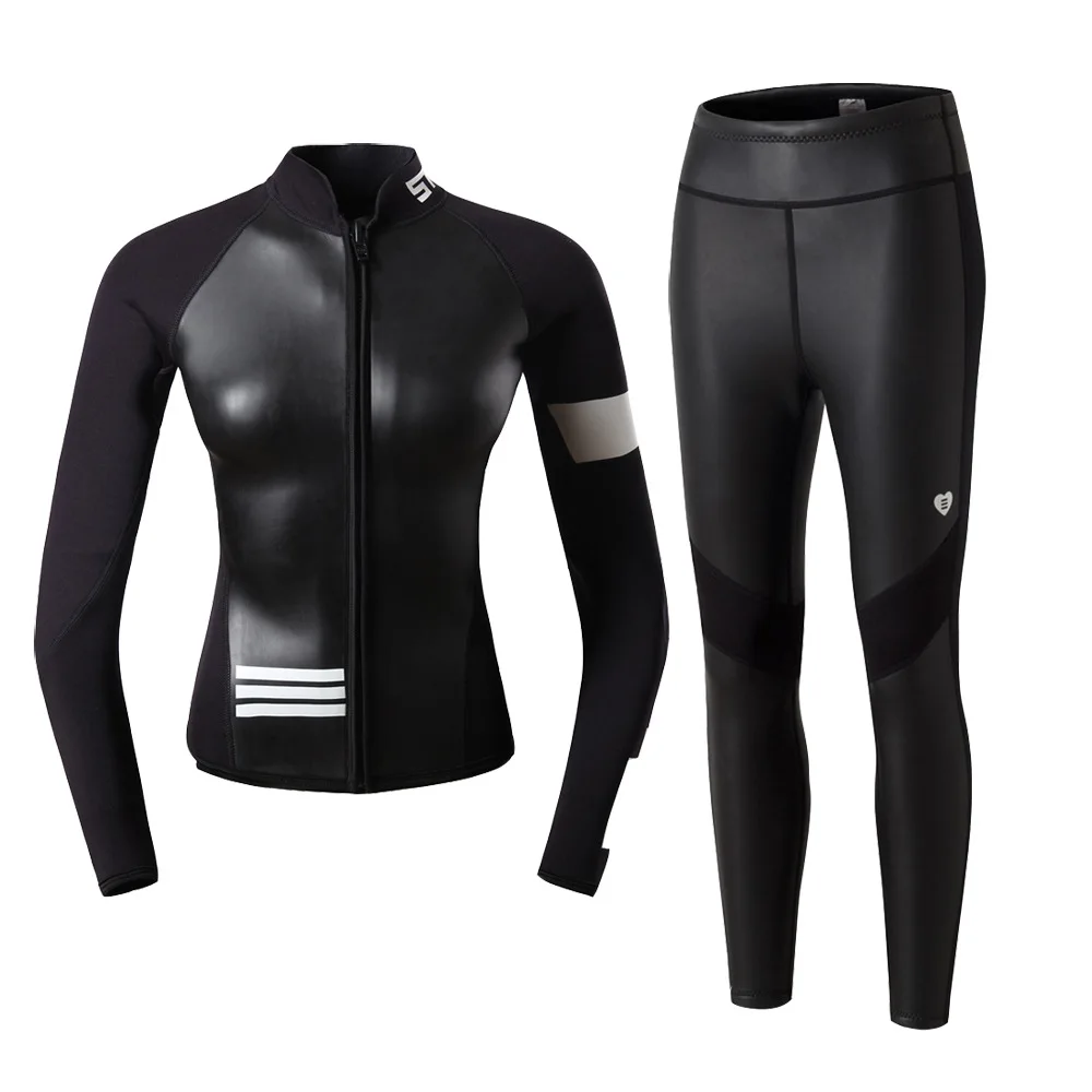 

2mm Women Surfing Jacket Long Sleeve Split Diving Clothes Long Pants Swimsuit Scuba Dive Snorkeling Wetsuit Neoprene Swimwear