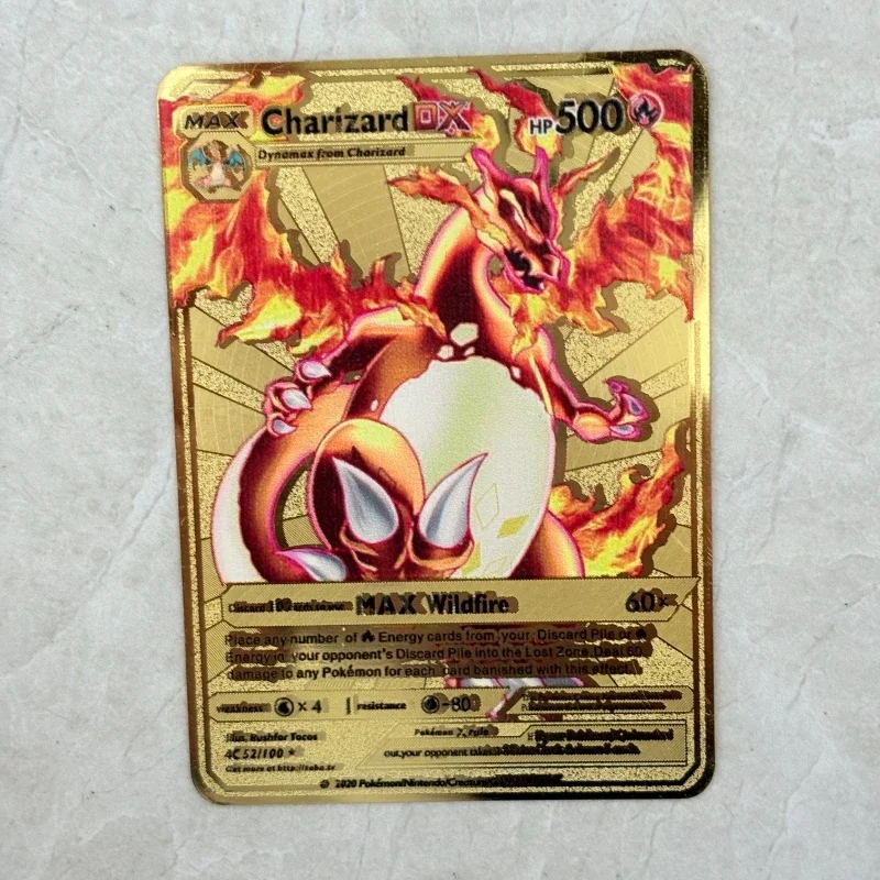 2026 NEW Pokemon Metal Card 10000 Points Arceus Charizard Super Card Golden English Mewtwo Vmax GX EX Anime Collection Card Gift