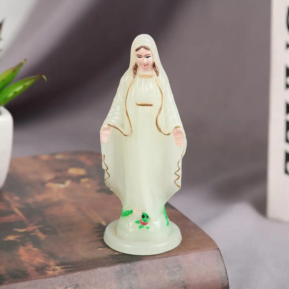 Catholicism Woman Statue Classic Remarkable Details Plastic Awesome Luminous Art Figurine for Gifts