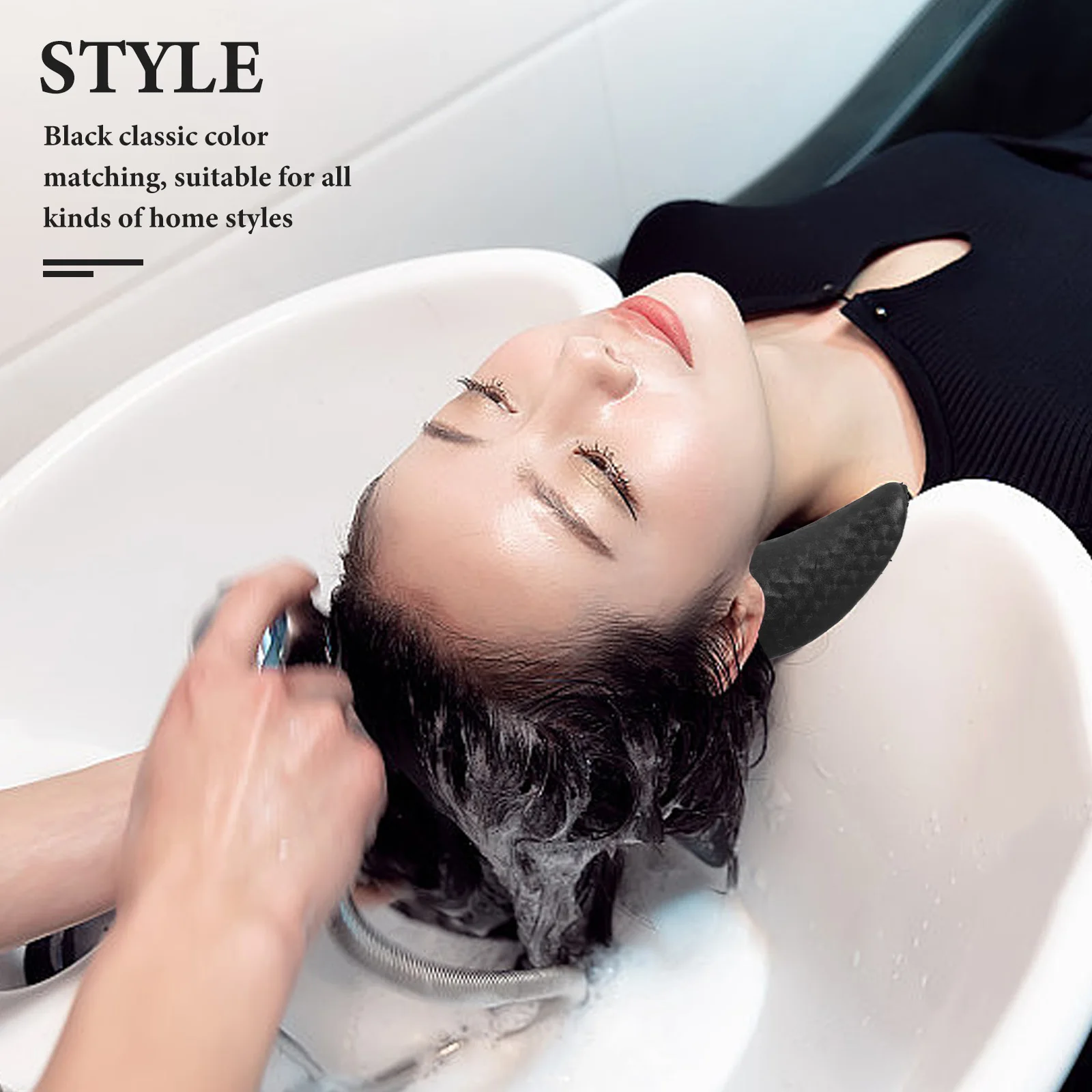 

2pcs Moon Neck Pillow Soft Black Hair Washing Support Salon Spa Bath Shampoo Neck Cushion For Shampoo Bowl Bowl Cushion