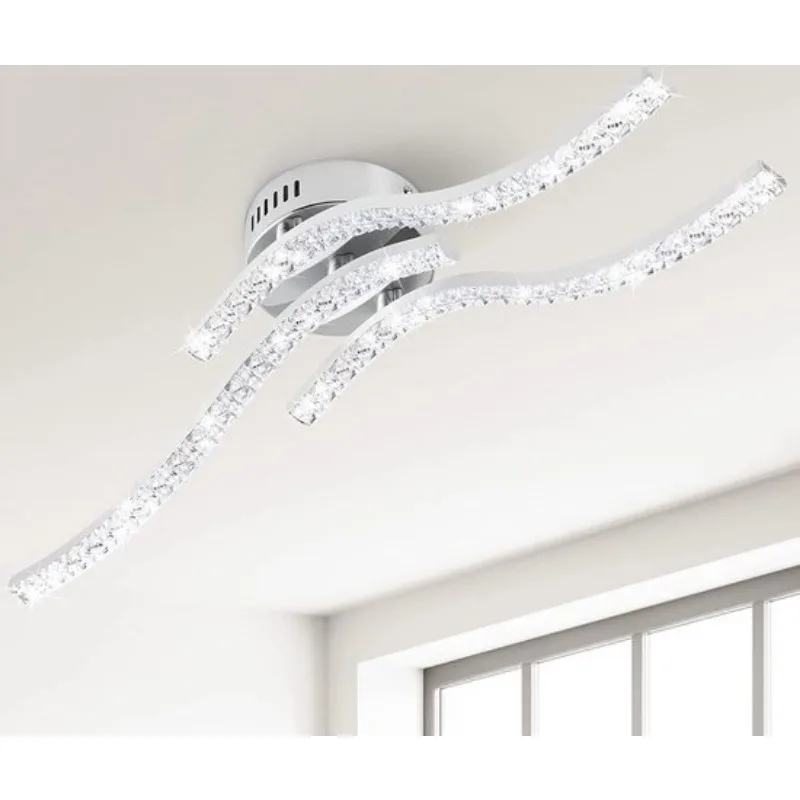 مصباح سقف LED 24 وات تصميم منحني معدني أبيض بارد 3 لهب متوازي أكريليك إضاءة سقف داخلية لغرفة النوم والمطبخ #1
