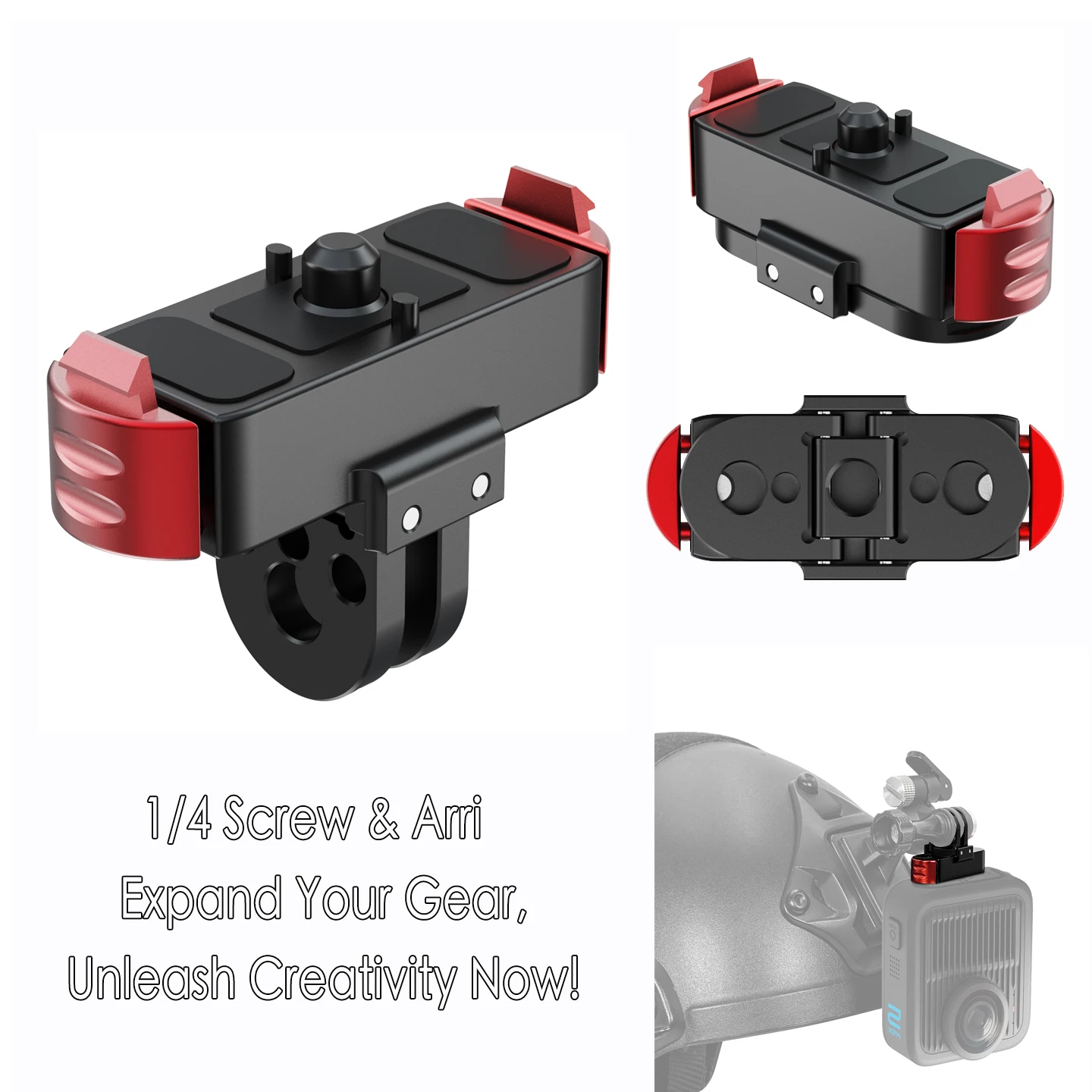 For GoPro Max 2 Quick Release Base Mount Dual Elastic Clip for Hero 13 Black Action Camera Motorcycle Bike Helmet Tripod Adapter