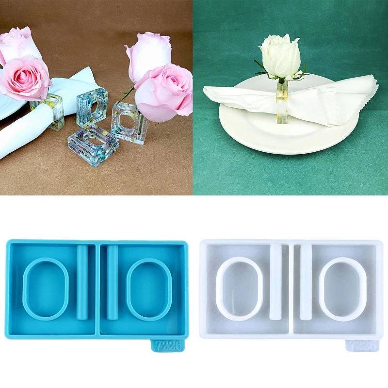 E0BF Napkin Ring Resin Silicone Mold Epoxy Napkin Holder Mould for DIY Craft