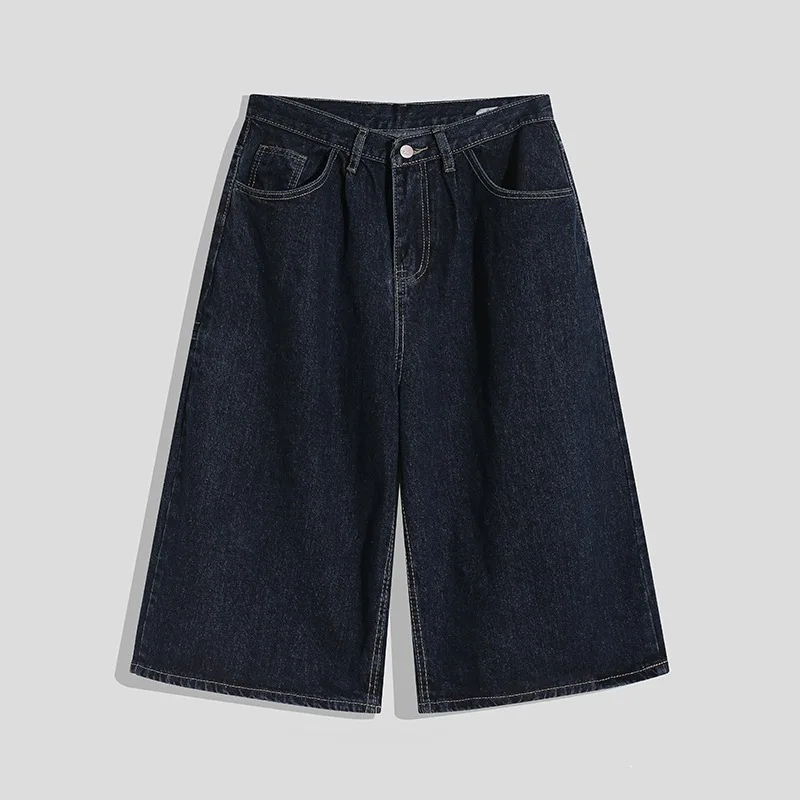 2026 American Retro Denim Suit Men's Summer New Shirt Seven-point Wide-leg Pants Two-piece Set view 3