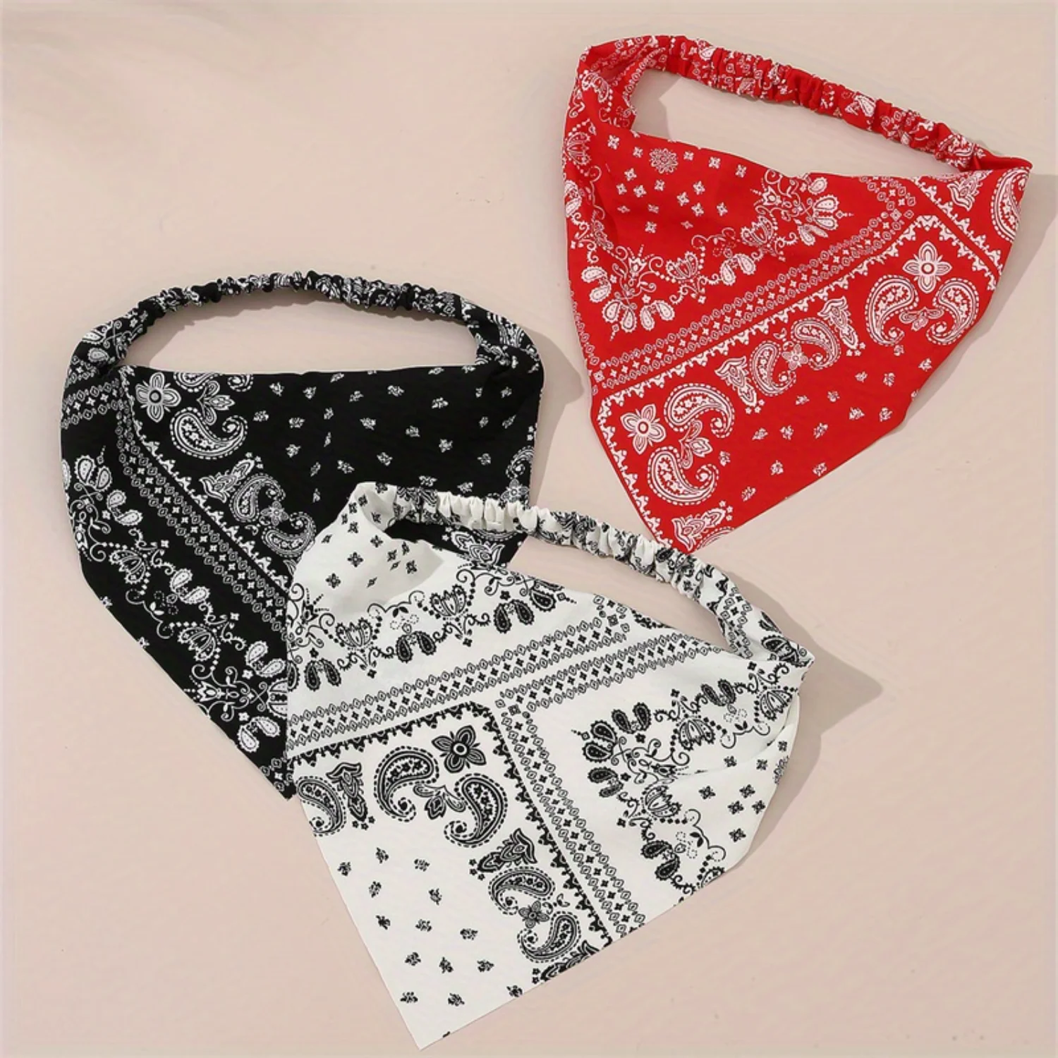 3pcs/Set Floral Hair Bandanas Headband Turban Head Kerchief  Elastic Headwear Hair Accessories