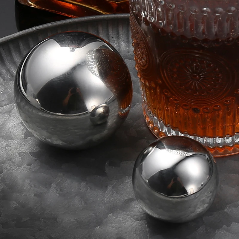 2pcs Reusable Stainless Steel Ice Cubes Cooling Metal Ice Balls Whiskey Wine Beer Cooler Chilling Stones Bar Tool Accessories