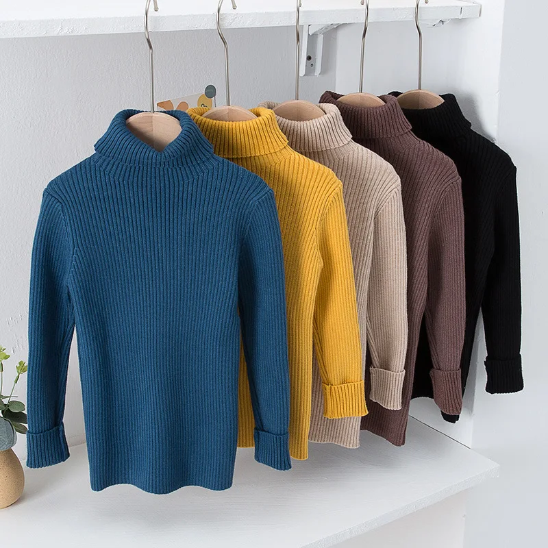 2-10T Toddler Kid Baby Boy Girl Sweater Turtleneck Winter Clothes Long Sleeve High Collar Knit Pullover Top Casual Knitwear