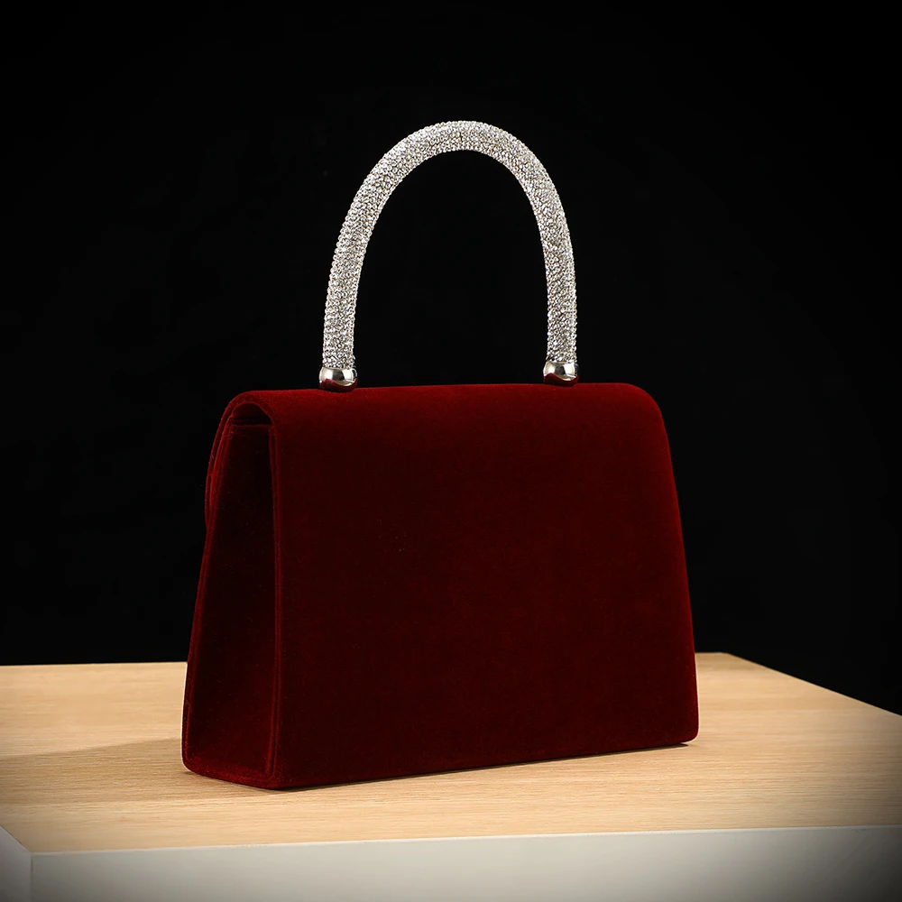 New velvet bow rhinestone handbag - luxurious evening dress bag - fashionable shoulder bag view 4
