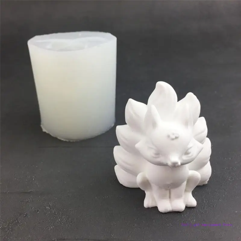 C63E Nine Tailed Foxes Silicone Mold DIY Table Ornament Tool Crafts Making Supplies