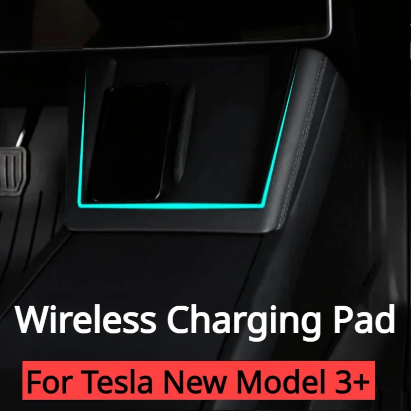 For Tesla Model 3 2024 Highland Silicone Non-Slip Pad Central Control Mobile Phone Wireless Charging Pad Charger Protect Cover