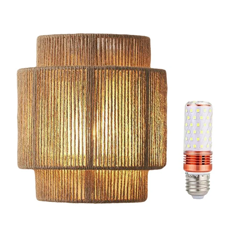 Japanese Wabi-Sabi Retro Rattan Weaving Wall Lamp LED Wall Sconces Living With E27 Bulb Room Bedroom Bedside Corridor