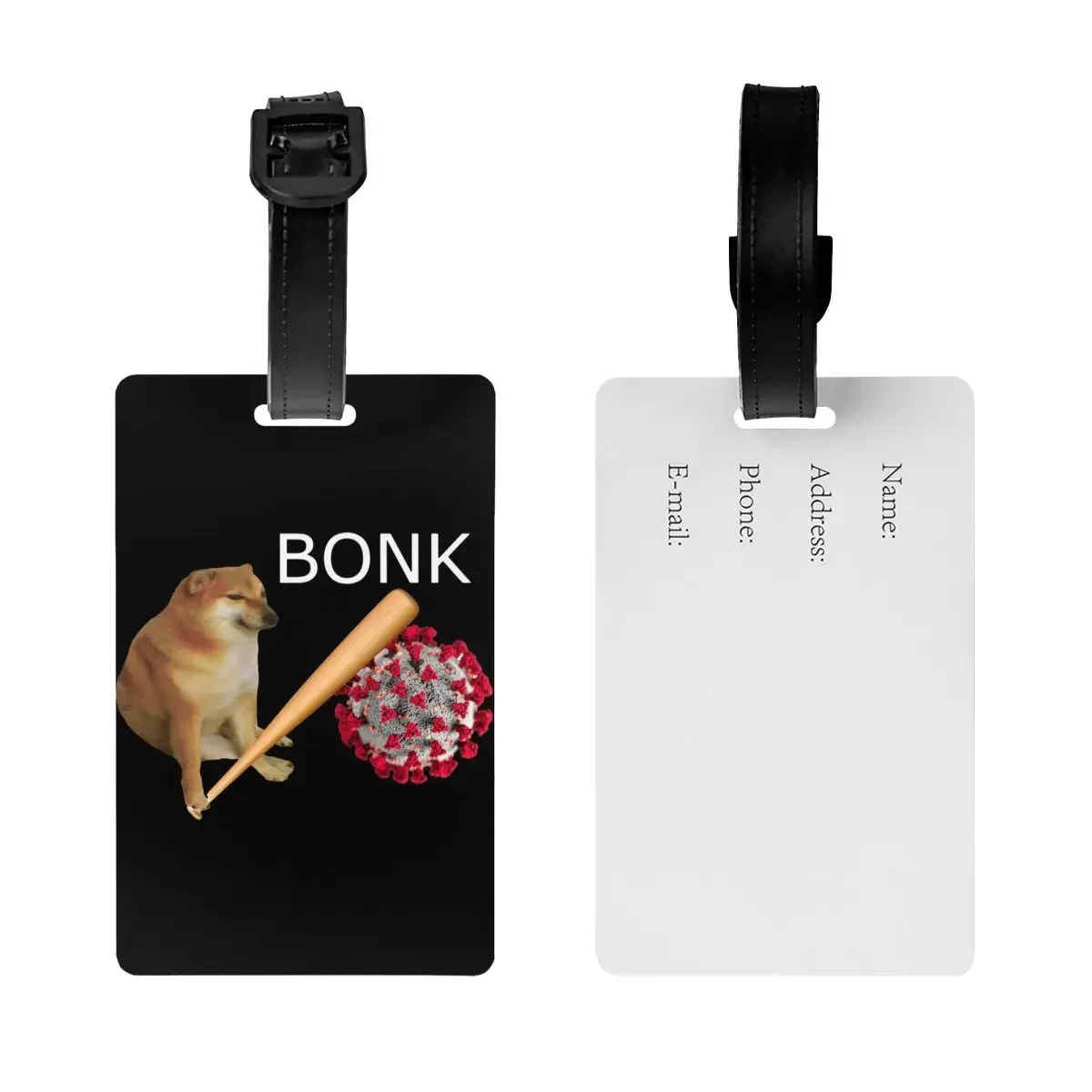 Cheems Virums Bonk Luggage Tag for Travel Suitcase Shiba Inu Dog Meme Privacy Cover Name ID Card