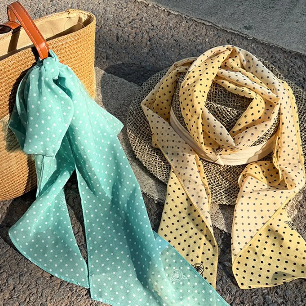 Creative Gift Polka Dot Pattern Floral Long Scarf Polyester Lightweight Belt Performance Props Decorative Hip Scarf