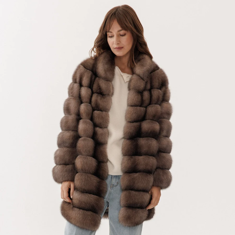 

Winter Women Real Fox Fur Coat Luxury Short Fur Coat Loose Natural Fox Fur Jacket Best Selling