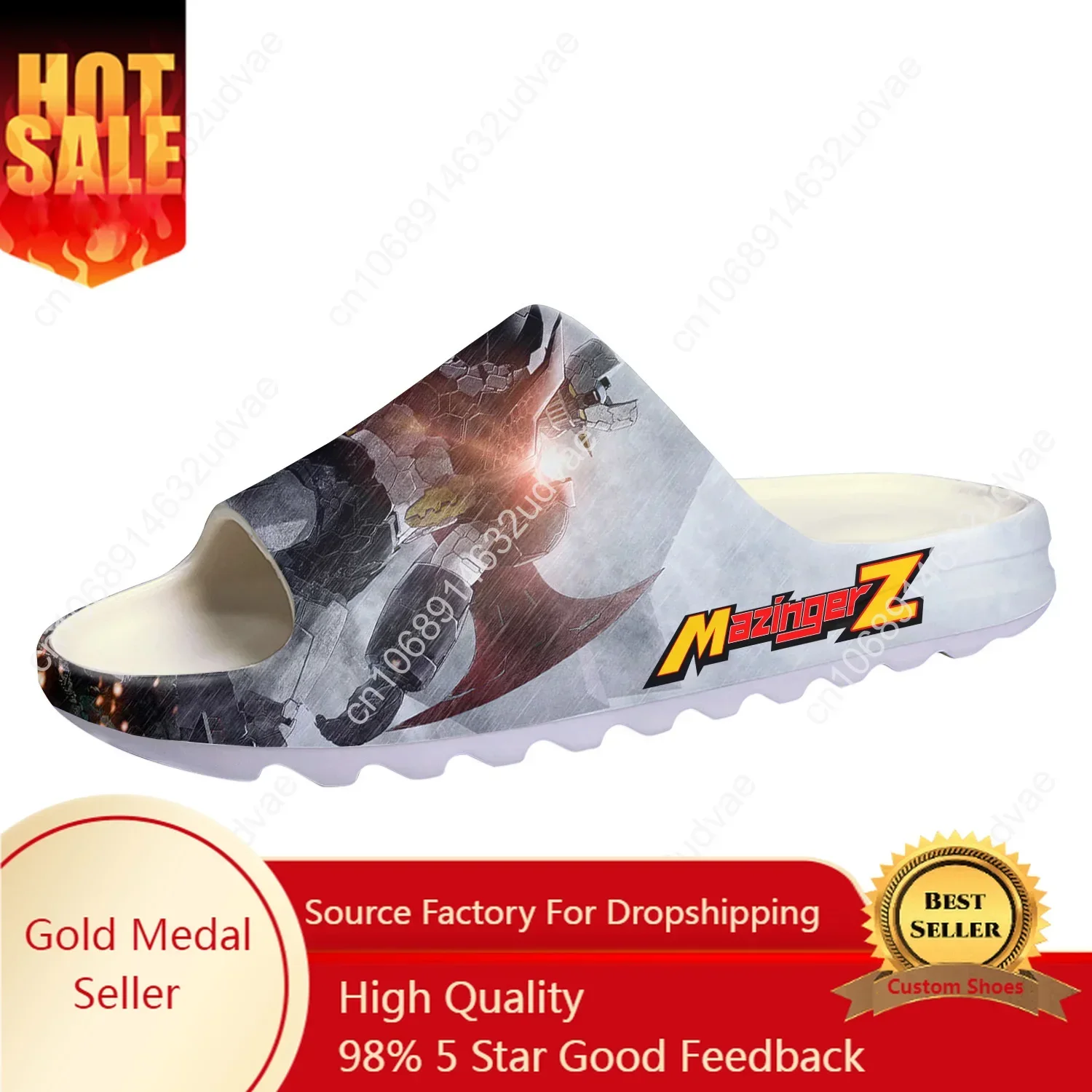 

Mazinger Z Cartoon Manga Anime Soft Sole Sllipers Home Clogs Customized Step On Water Shoes Mens Womens Step in Sandals