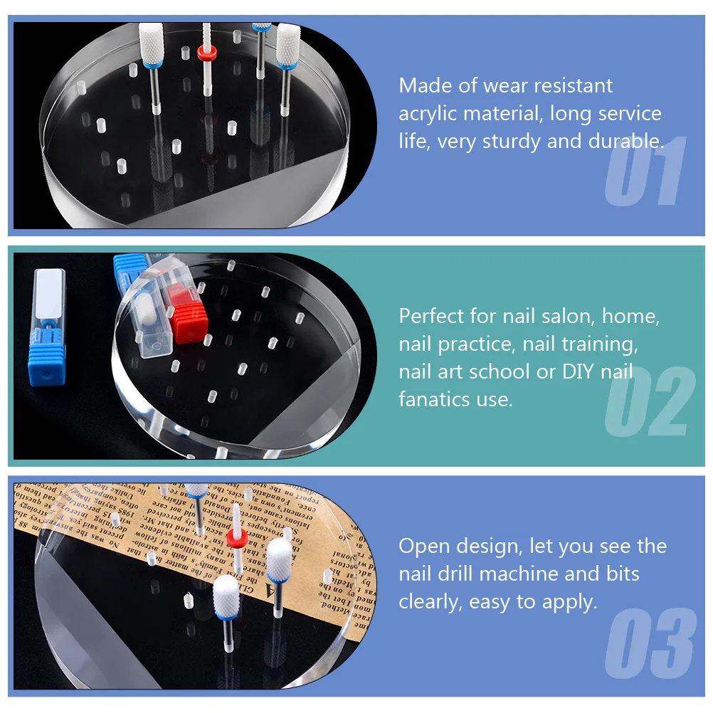 

12 Hole Nail Grinding Head Display Rack Acrylic Manicure Tool Storage Organizer for Nail Drill Bits Salon Home Use