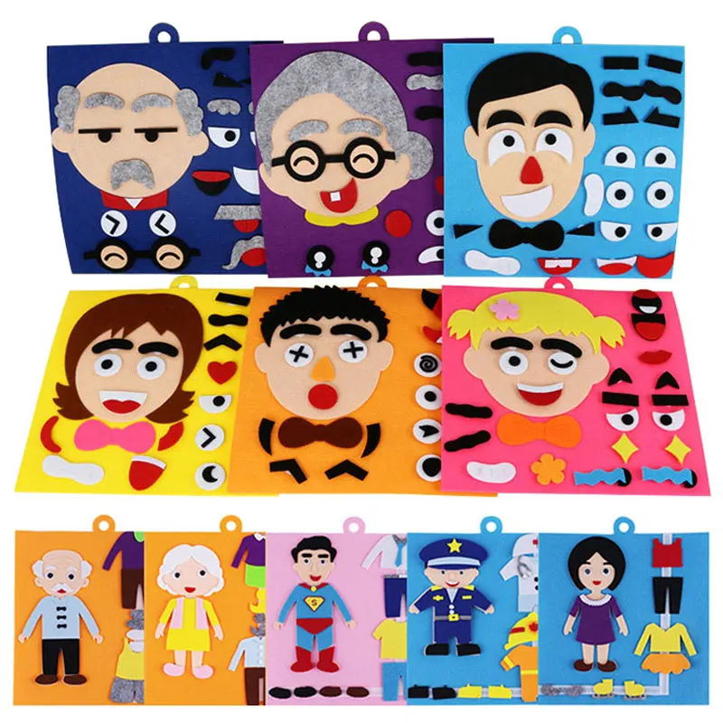 Montessori habiller Parish matériel jouets éducatifs coller changement du visage Expression jouets Parish jeux de développement pour les tout-petits