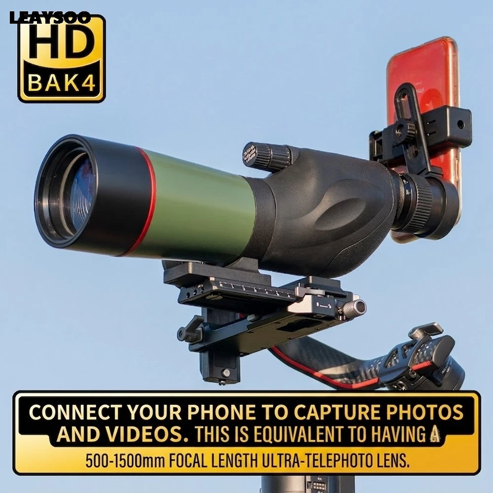20-60x60 HD Spotting Scope with Tripod Professional Monocular Telescope BAK4 Prism Phase Coated Optics for Bird Watching Hunting