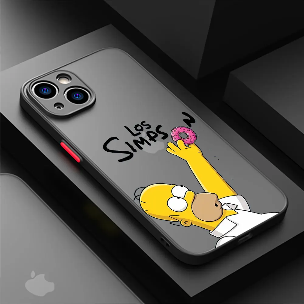 Funda mate para Apple iPhone, protector de teléfono con diseño de Homer Jay Los Simpsons, 11 SE, 14, XS, 15 Plus, 7, XR, 6S, 13, 14 Pro Max, 8, 12