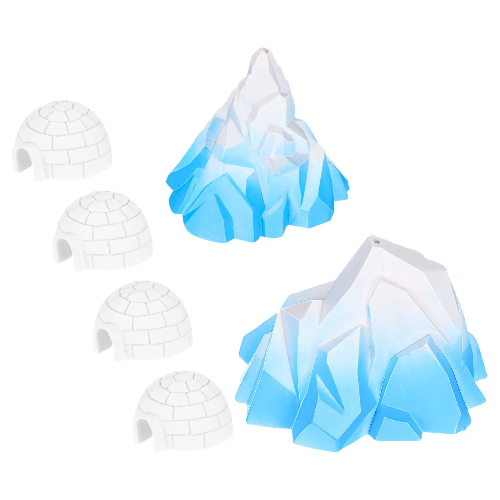 

6PCS Arctic Scene Figurines Mini Glacier And Igloo Model Iceberg And Ice Houses Miniature Crafts Aquarium Micro Landscape