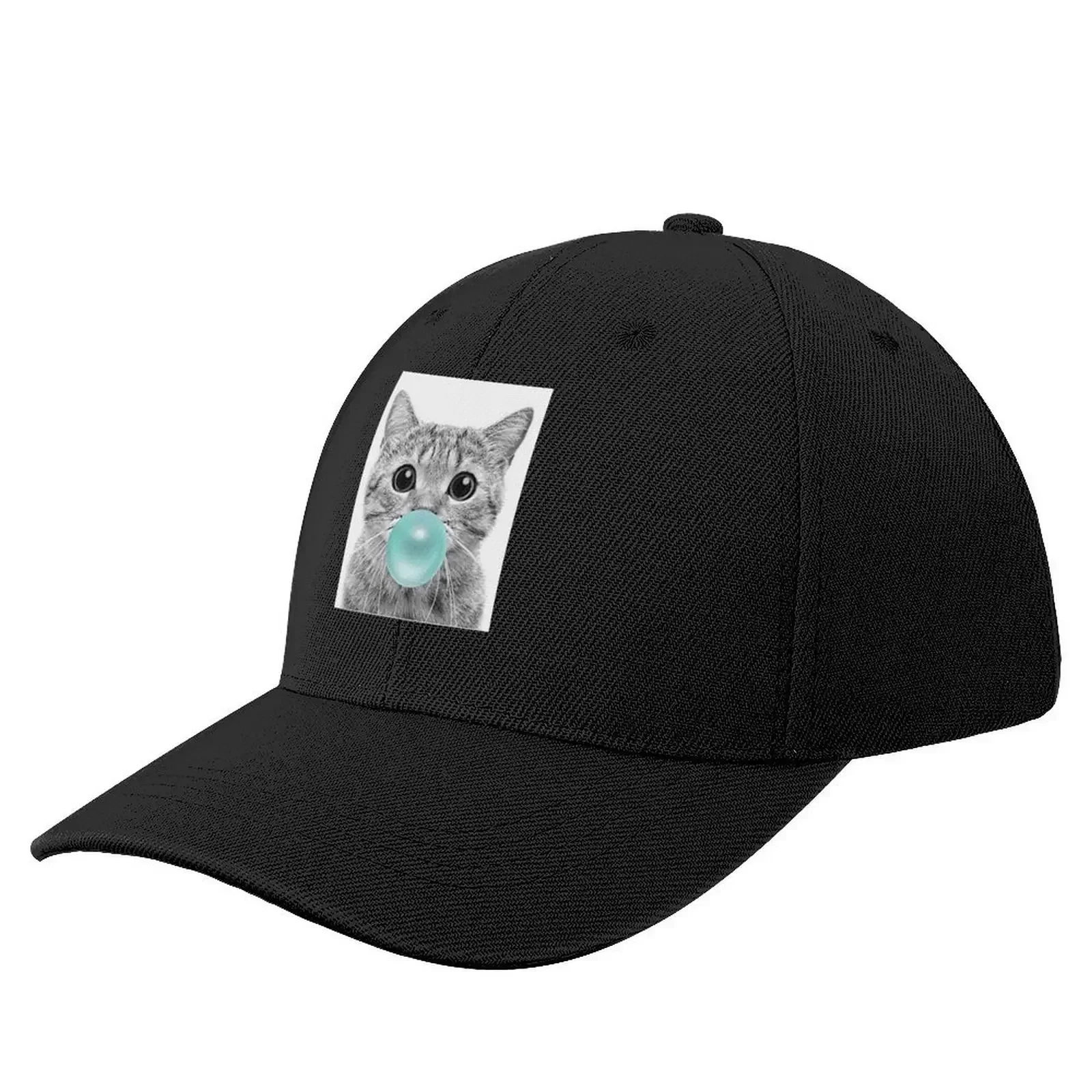 Cat Chewing Blue Bubble Gum Baseball Cap fishing hat Luxury Man Hat luxury woman cap Sun Cap Mens Tennis Women's