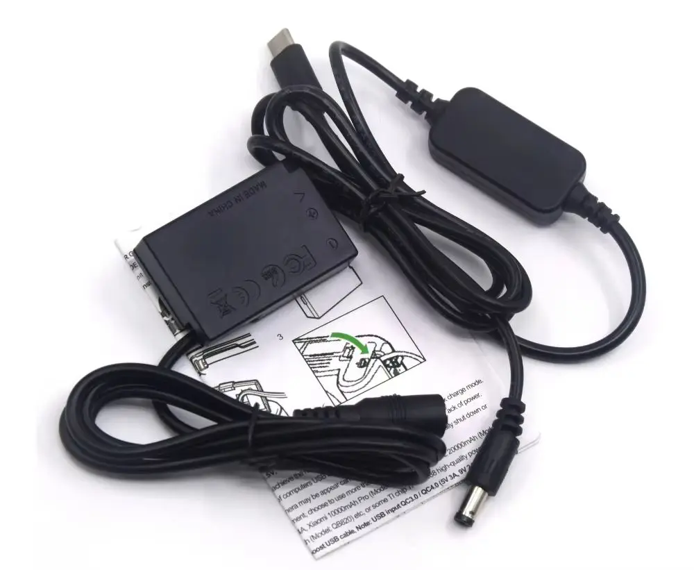 USB-C DC Power Cable Dummy Battery for Canon EOS 750D 760D 77D 800D 200D Rebel SL2 Kiss X8i R10 T6S Camera DR-E18 LP-E17