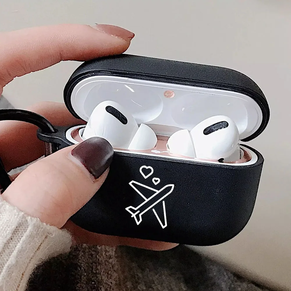 Reise Karte Design Airpod Fällen 3 für 2 1 Pro Gen Air Schoten Pro Abdeckung Schwarz Kopfhörer Box Flugzeug Coque