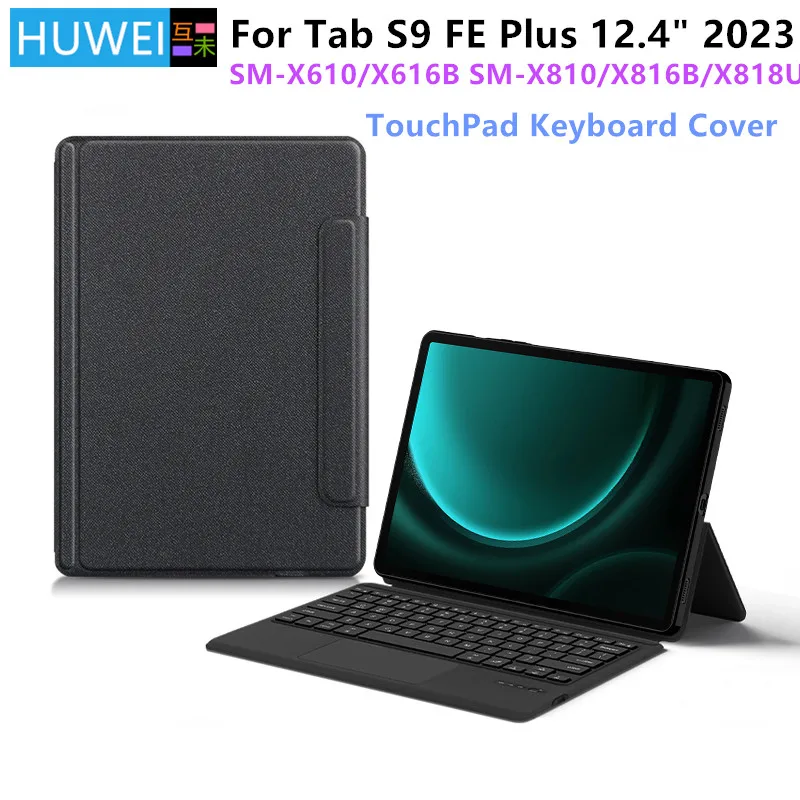 

HUWEI TrackPad Keyboard Case Spanish Portuguese For Samsung Galaxy Tab S9 FE Plus FE+ S9+ 12.4" 2023 SM-X610 SM-X616B Cover Case
