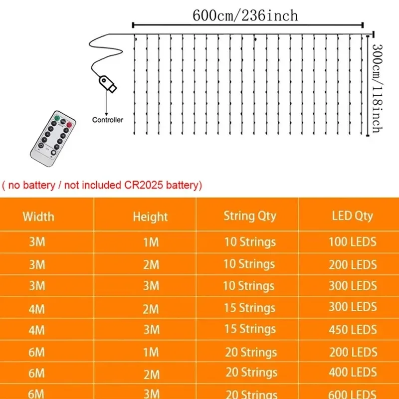 Imagem -05 - Usb Powered Led Curtain String Lights Pendurado Luz Fairy Iluminação Decoração Interior Festa de Casamento Árvore de Natal Modos 2025