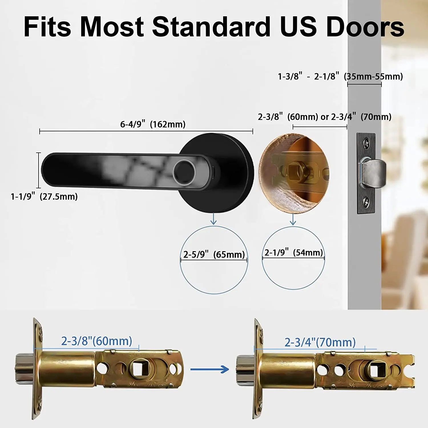 Smart Door Handle Fingerprint Password Digital Lock Tuya App Keyless Entry for Doors Smart Electronic Lock