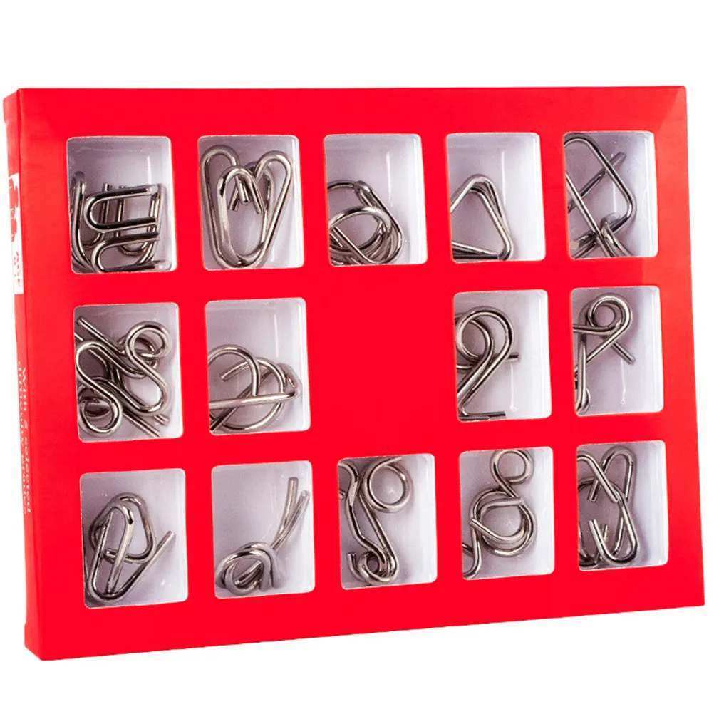 15Pcs Nine Ring Puzzle Metal Brain Teaser Iq Game Chinese Traditional Puzzle Set for Adults Kids Creative Thinking Challenge