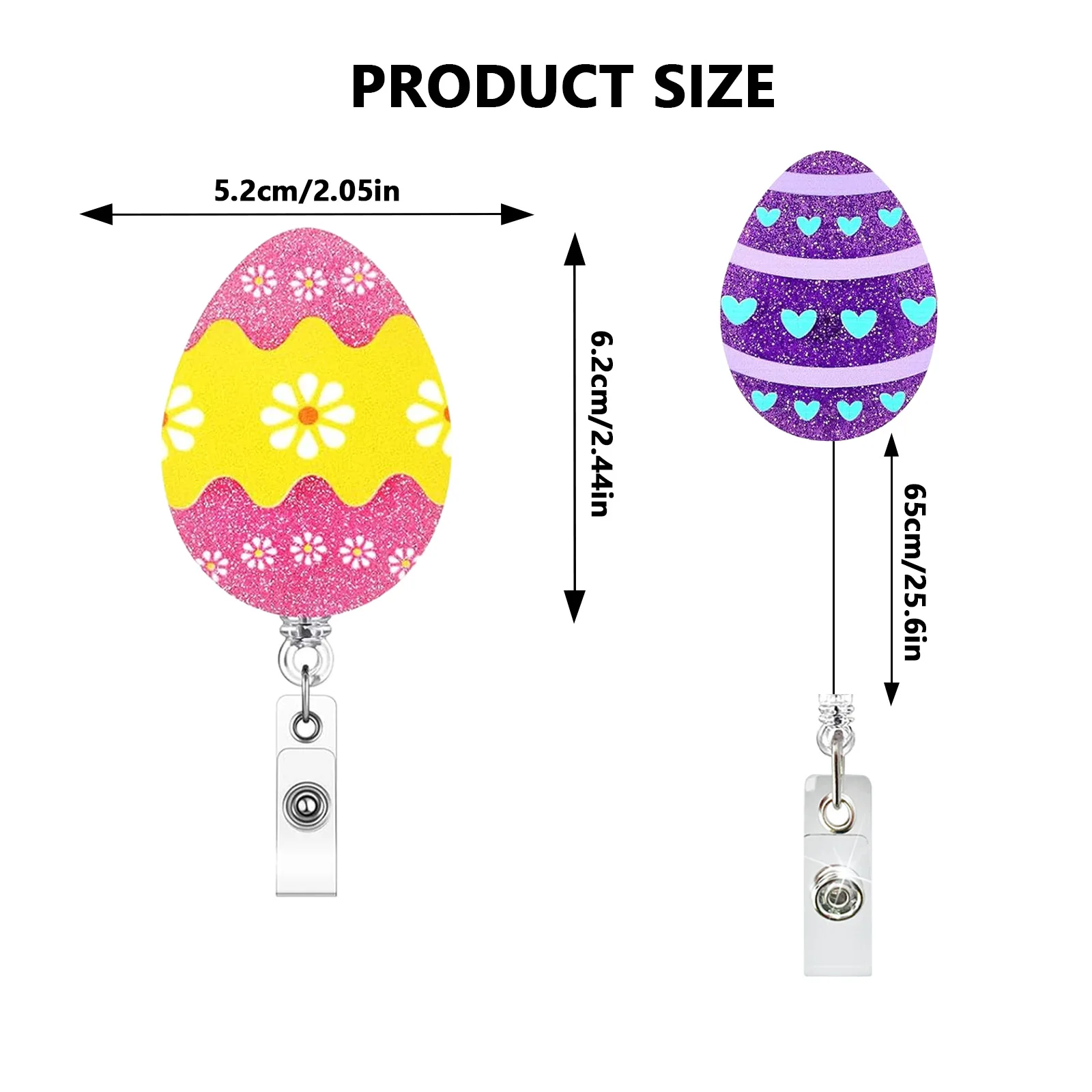 حامل شارة قابل للسحب على شكل بيضة عيد الفصح، بكرة شارة أكريليك للممرضة، الطبيب، الطالب، المعلم الإبداعي للمكتب والمدرسة هدية عيد الفصح #3