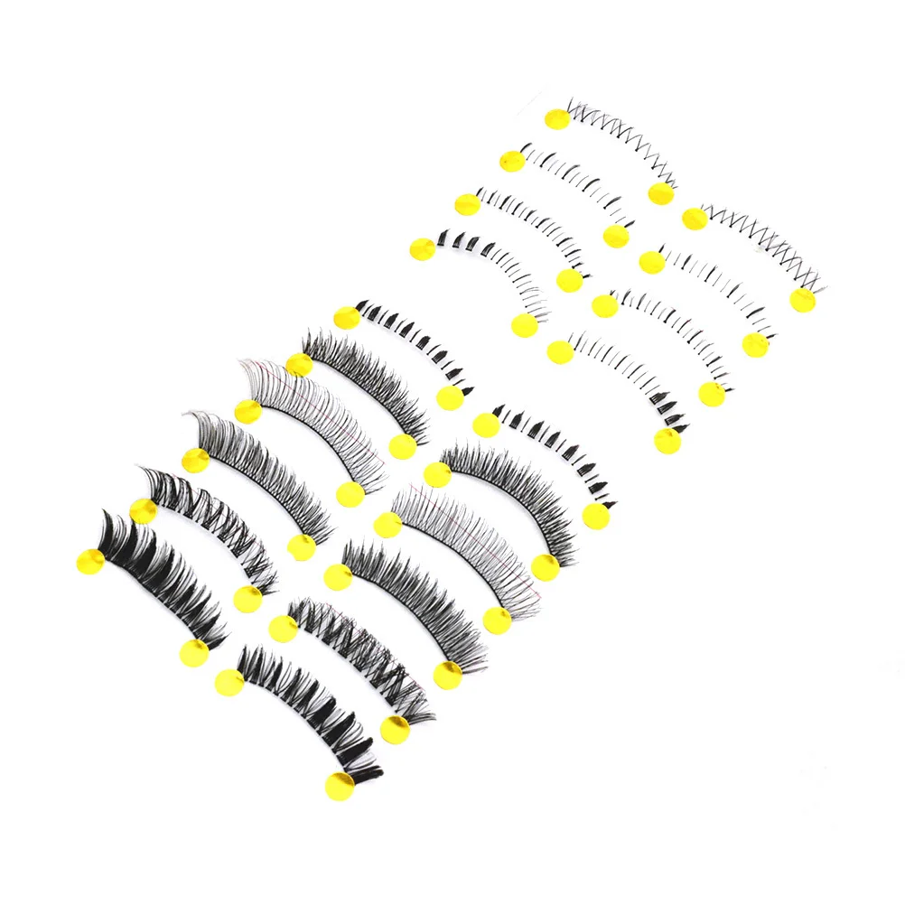 10Pairs Eyelash Mix Set Handmade Band Thick Long Natural Curly Japanese Style Fake Eyelash Upper Lower Cross