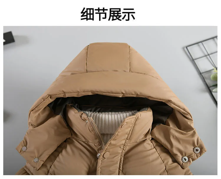 30 ℃ 2025, Winter-Jacke für Teenager und Jungen, Plüsch, dick, Kälteprävention, Briefdruck, mit Kapuze, Daunen-Baumwolle, Outdoor-Jacken für 4–11 Jahre – Detail 10