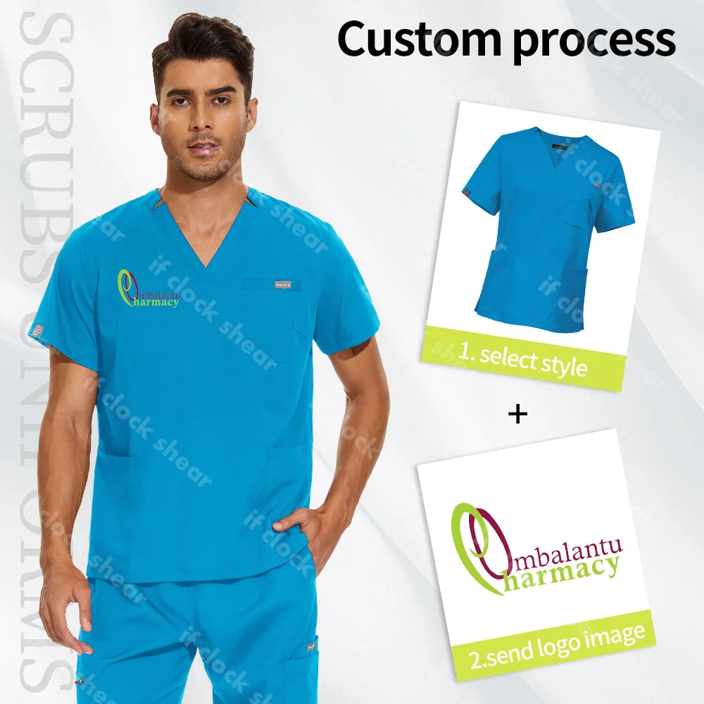 Scrubs Workwear Customized Logo Spa Uniforms Short Sleeved Pet Grooming Doctor Medical Uniforms Lab Dustproof Clothing Wholesale