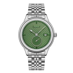 Parnis 42mm Green Dial Automatic Men's Watch Calendar Stainless Steel Strap Mechanical Watches Relogio Masculino With Box Gift