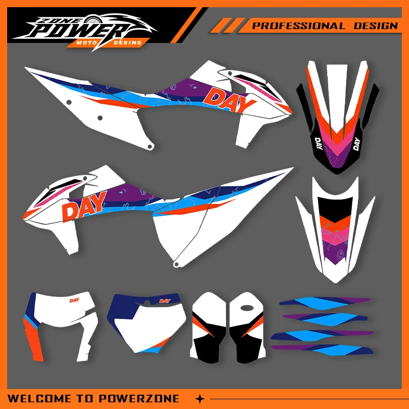 

Графика Powerzone для KTM SX SXF 2019-2022 EXC EXC-F 2020-2023 200 250 300 350 наклейки наклейки мотоцикл фон на заказ 03