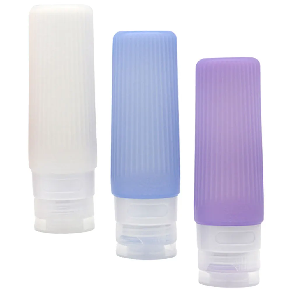 

3pcs Silicone Travel Bottles Empty Leakproof Sub Toiletries Lotion Refillable Portable Dispenser White