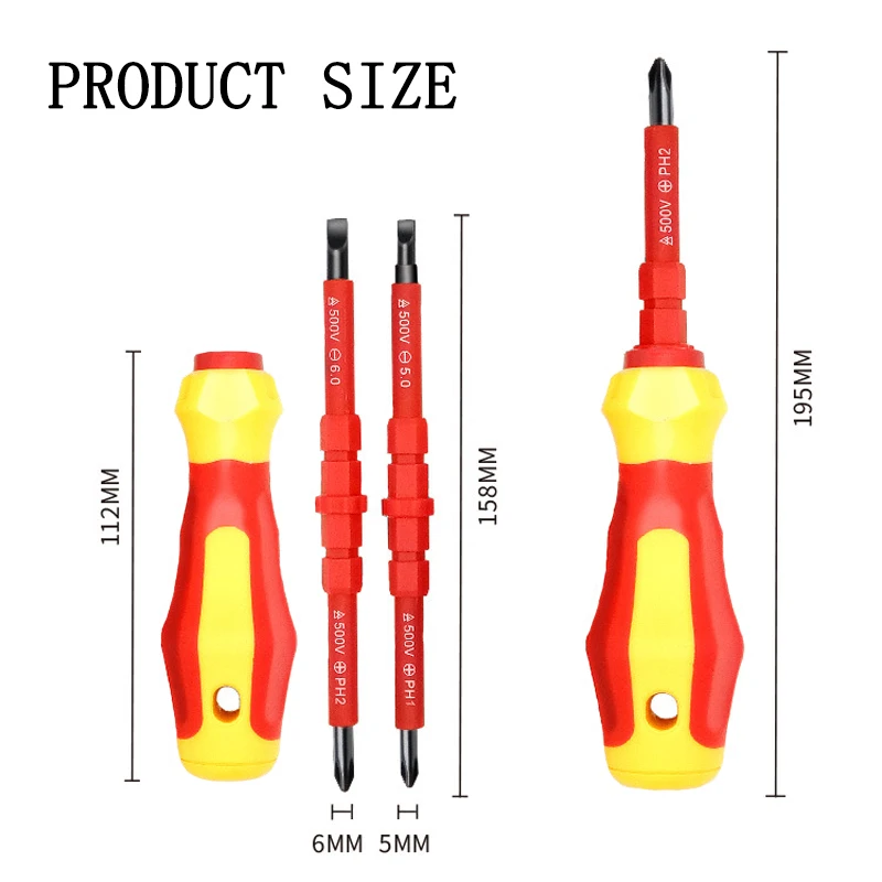 Kit di strumenti di riparazione per elettricisti da 5 pezzi Set di cacciaviti isolati intercambiabili strumento di riparazione strumenti per